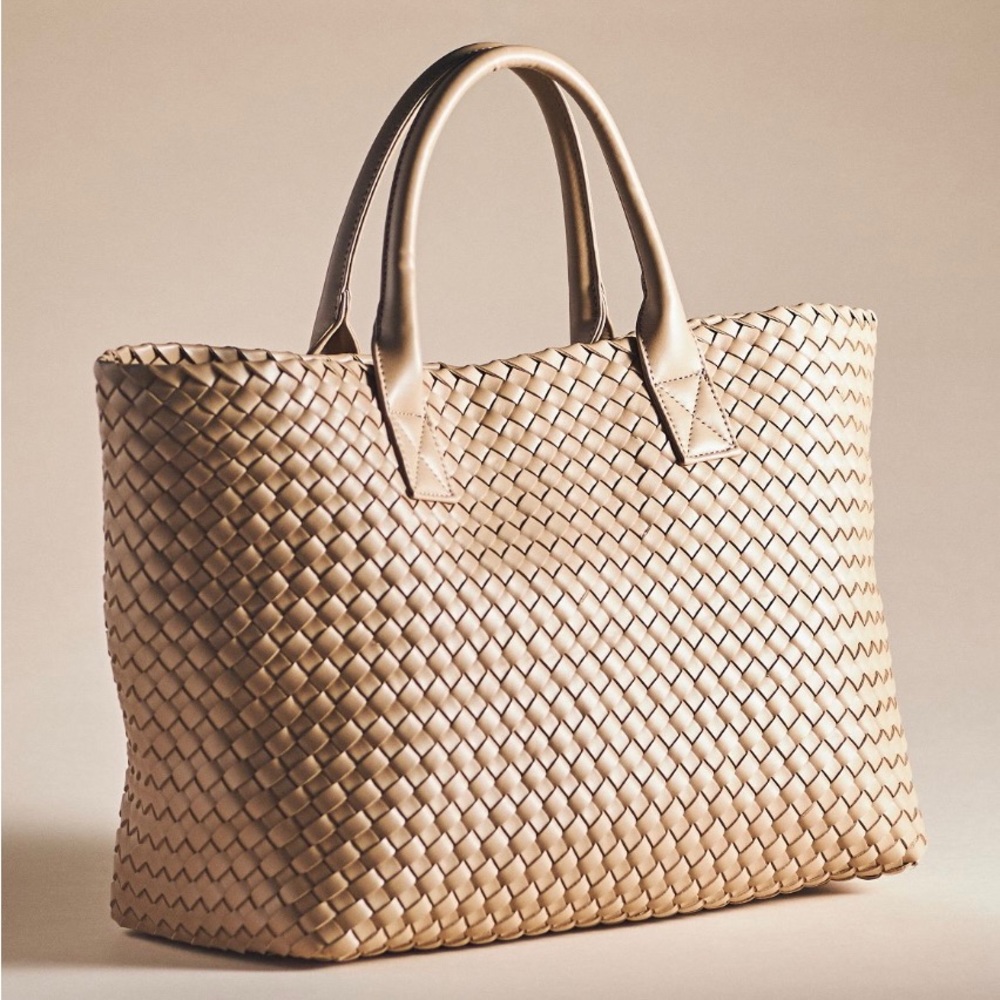 Woven Faux Leather Tote